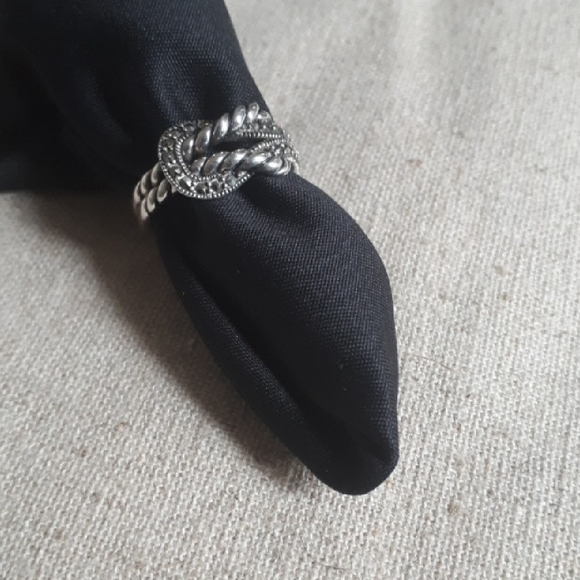 Marc Sterling Silver & Marcasite Twisted Rope Ring - Picture 7 of 9